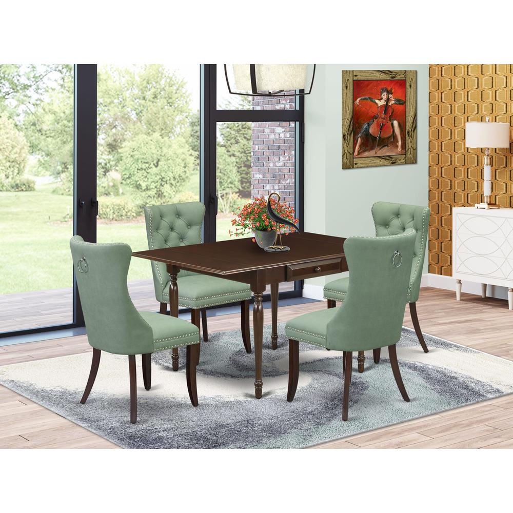 5 Piece Dinette Set Contains a Rectangle Dining Table with Dropleaf. Picture 1