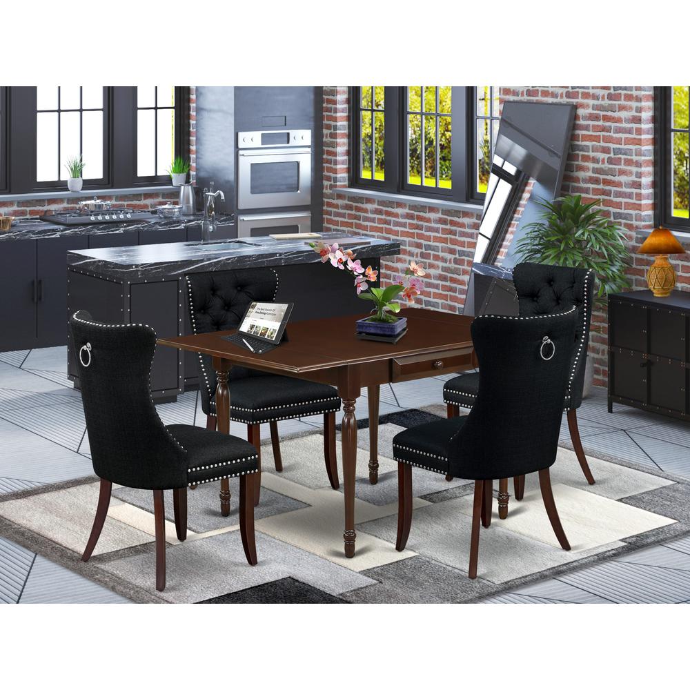 5 Piece Dining Table Set Consists of a Rectangle Kitchen Table with Dropleaf. Picture 1