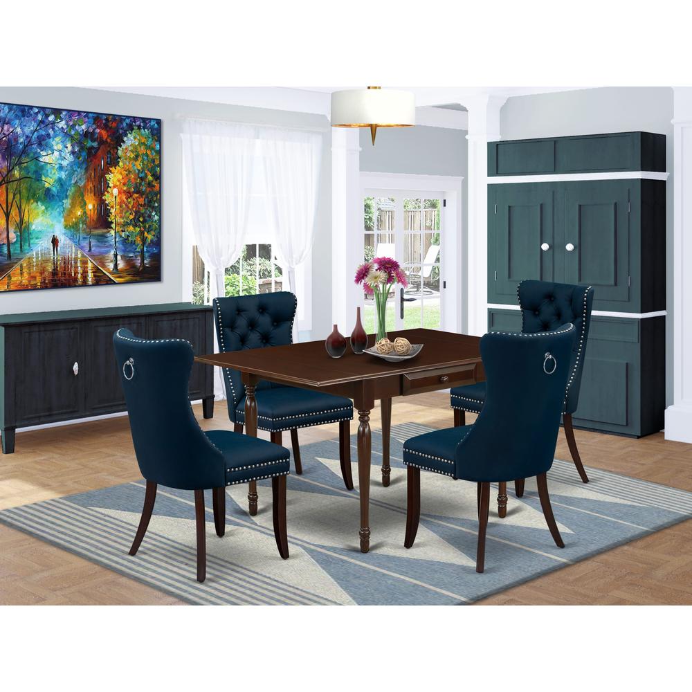 5 Piece Kitchen Table Set Consists of a Rectangle Dining Table with Dropleaf. Picture 1