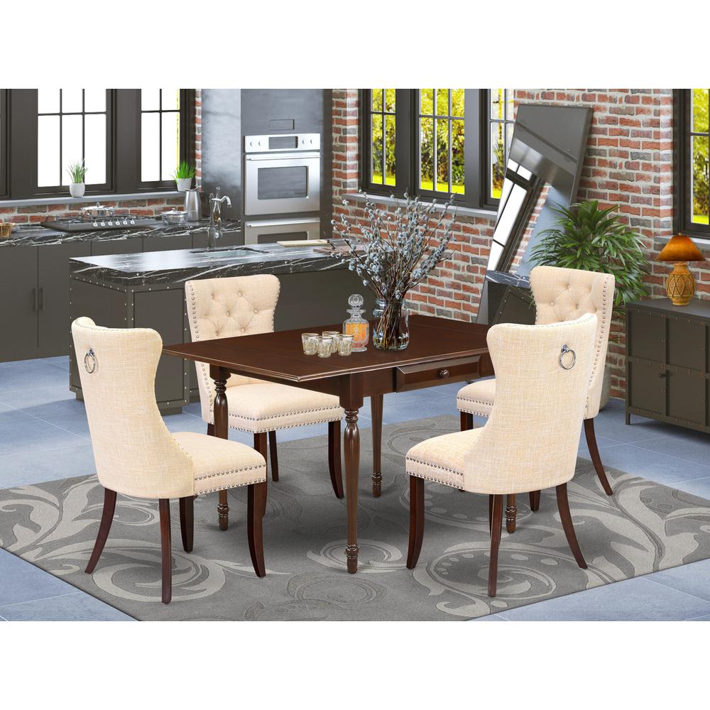 5 Piece Kitchen Table Set Contains a Rectangle Dining Table with Dropleaf. Picture 1