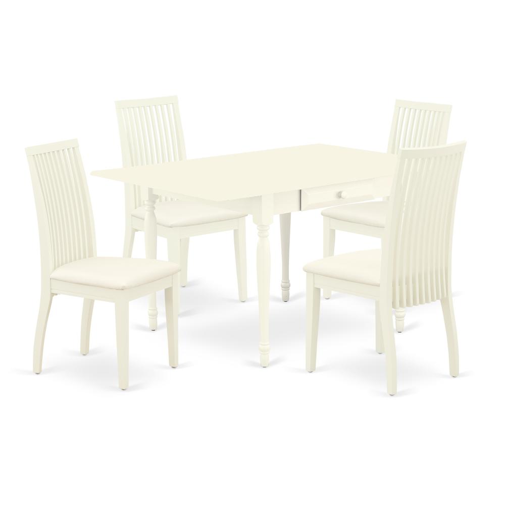 Dining Room Set Linen White, MZIP5-LWH-C. Picture 1