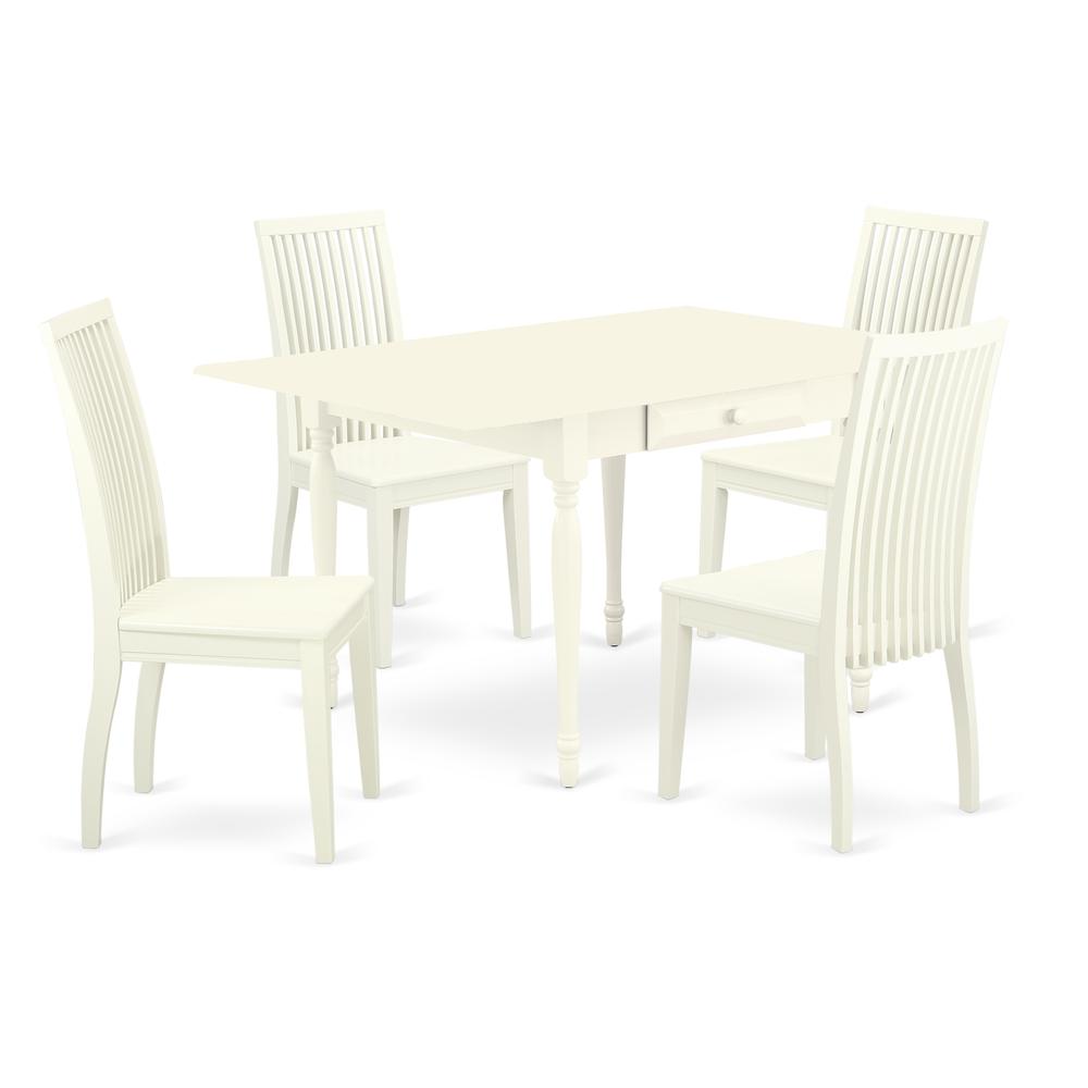 Dining Room Set Linen White, MZIP5-LWH-W. Picture 1