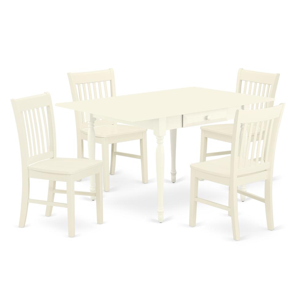 Dining Room Set Linen White, MZNO5-LWH-W. Picture 1