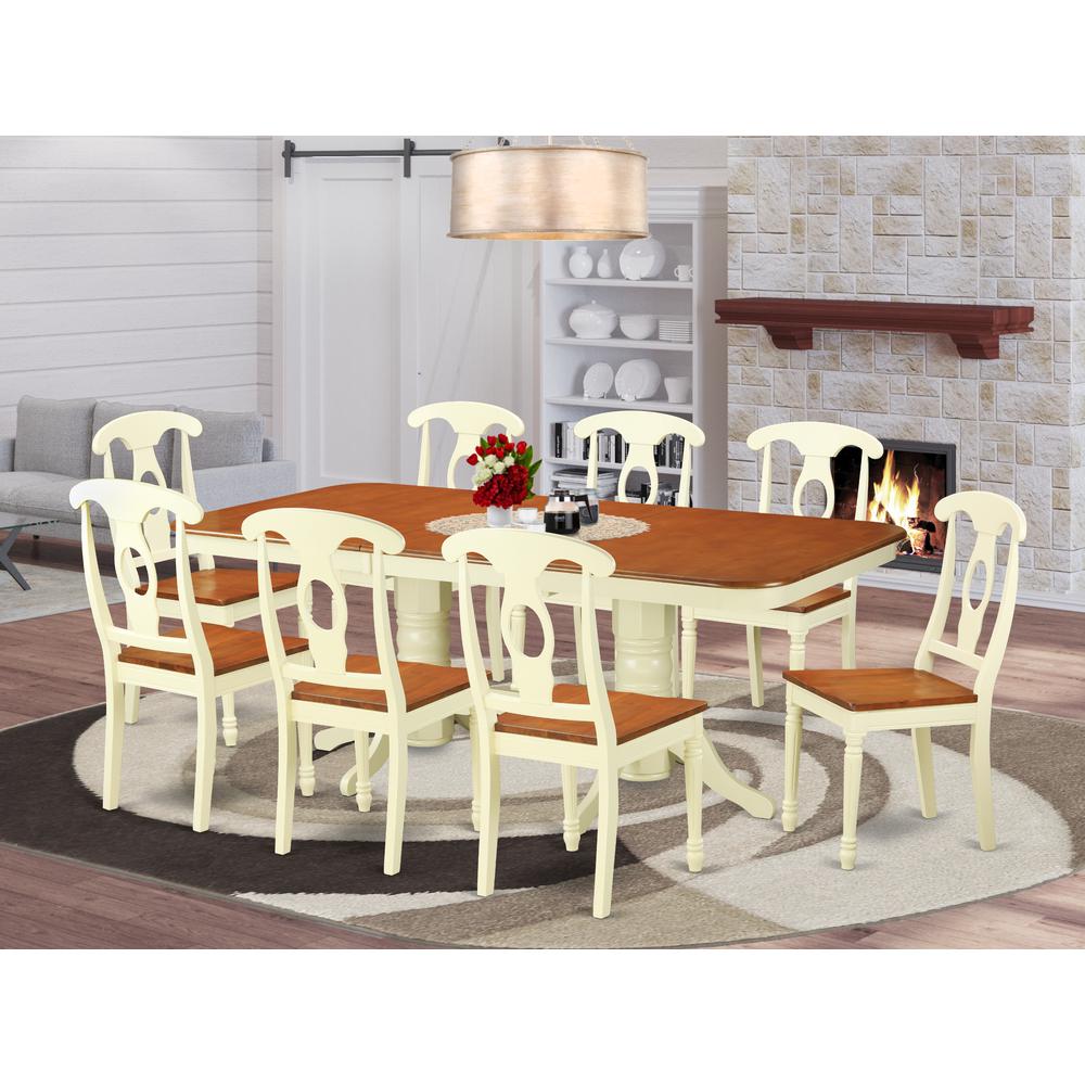 9  Pc  Dining  set-Table  with  Leaf  and  8  Dining  Chairs. Picture 1