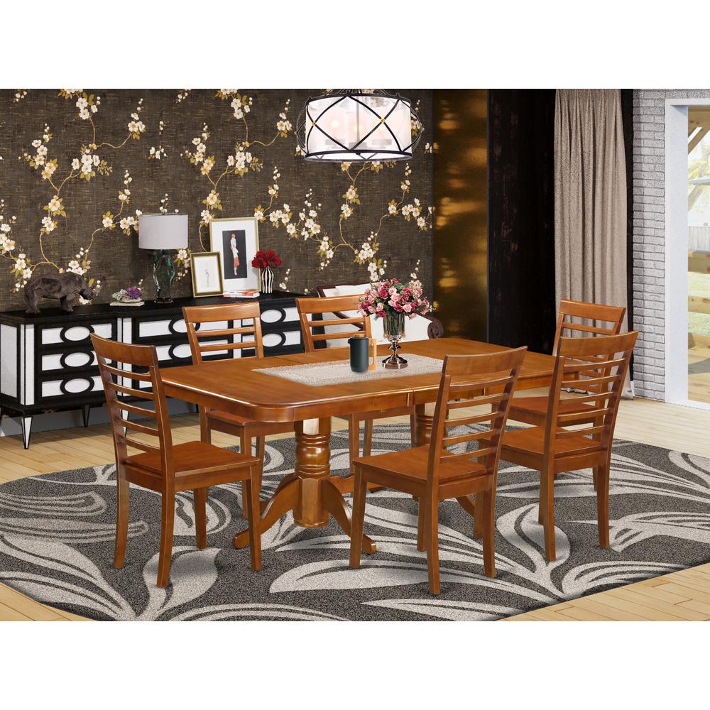 7  Pc  Dining  room  set  Table  with  Leaf  and  6  Dining  Chairs. Picture 1