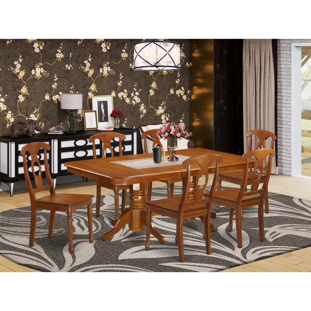 7  PC  Dining  room  set  for  6-rectangular  Table  with  Leaf  and  6  Kitchen  Dining  Chairs. Picture 1