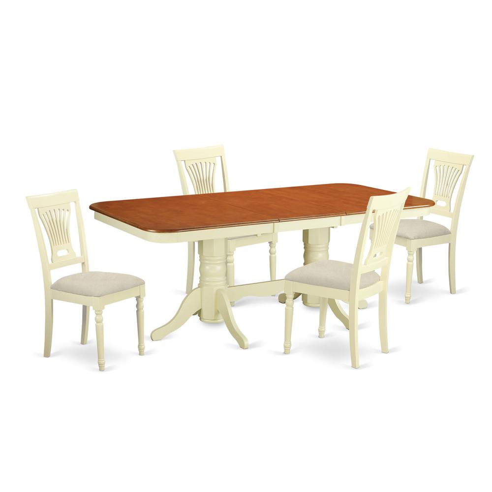 NAPL5-WHI-C 5 PcKitchen Table set - Small Kitchen Table and 4 Kitchen Dining Chairs. Picture 1