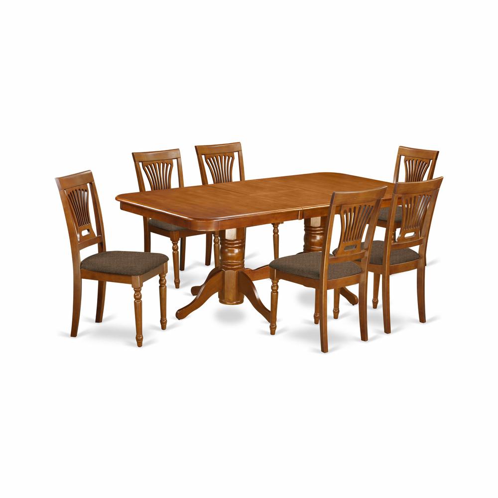 NAPL7-SBR-C 7 Pc Dining room set-Dining Table and 6 Dining Chairs. Picture 1
