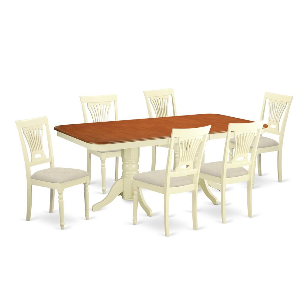 NAPL7-WHI-C 7 PcTable and chair set -Kitchen dinette Table and 6 Dining Chairs. Picture 1