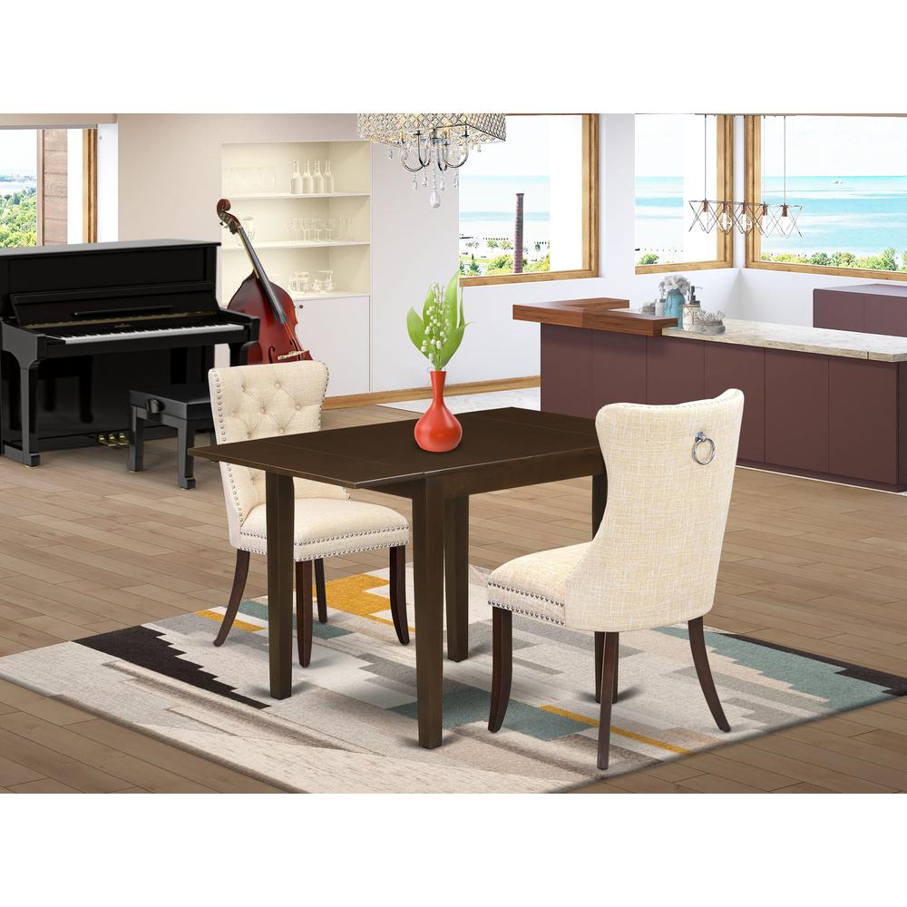 3 Piece Dinette Set Consists of a Rectangle Dining Table with Dropleaf. Picture 1