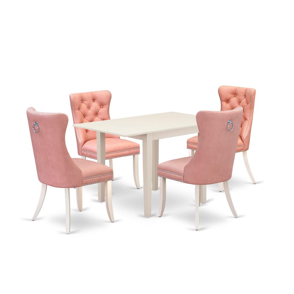 5 Piece Dinette Set Consists of a Rectangle Dining Table with Dropleaf. Picture 6