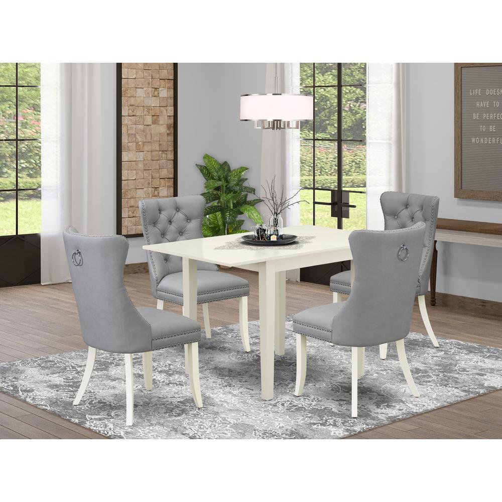 5 Piece Kitchen Set Consists of a Rectangle Dining Table with Dropleaf. Picture 1
