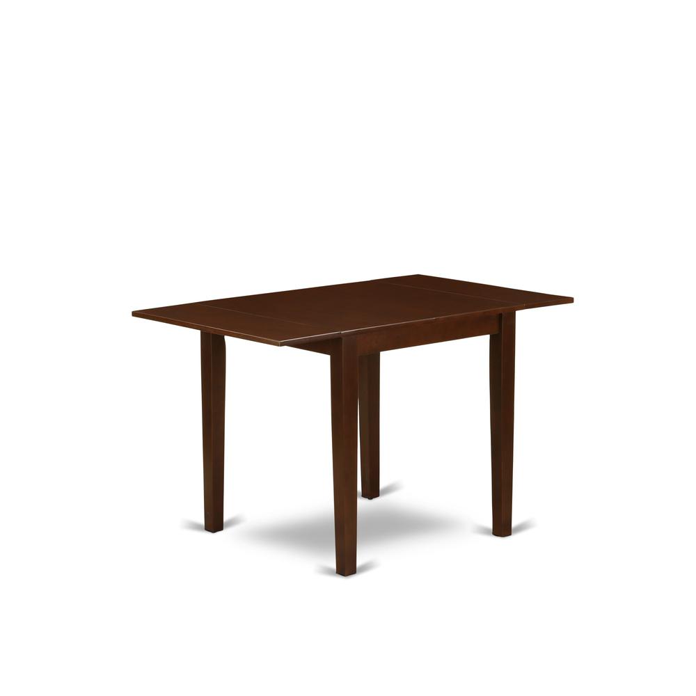 1NDAB3-MAH-18 Modern Dining Table Set 3 Pc - Two Parson Chairs and a Dining Room Table - Mahogany Finish Wood - Coffee Color Linen Fabric. Picture 3