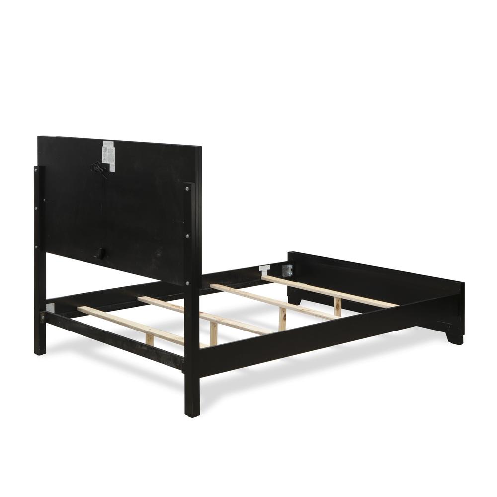 NE11-Q00000 Nella Platform Bed Frame with Button Tufted Headboard - Black Leather Headboard and Black Legs - Queen Size. Picture 6