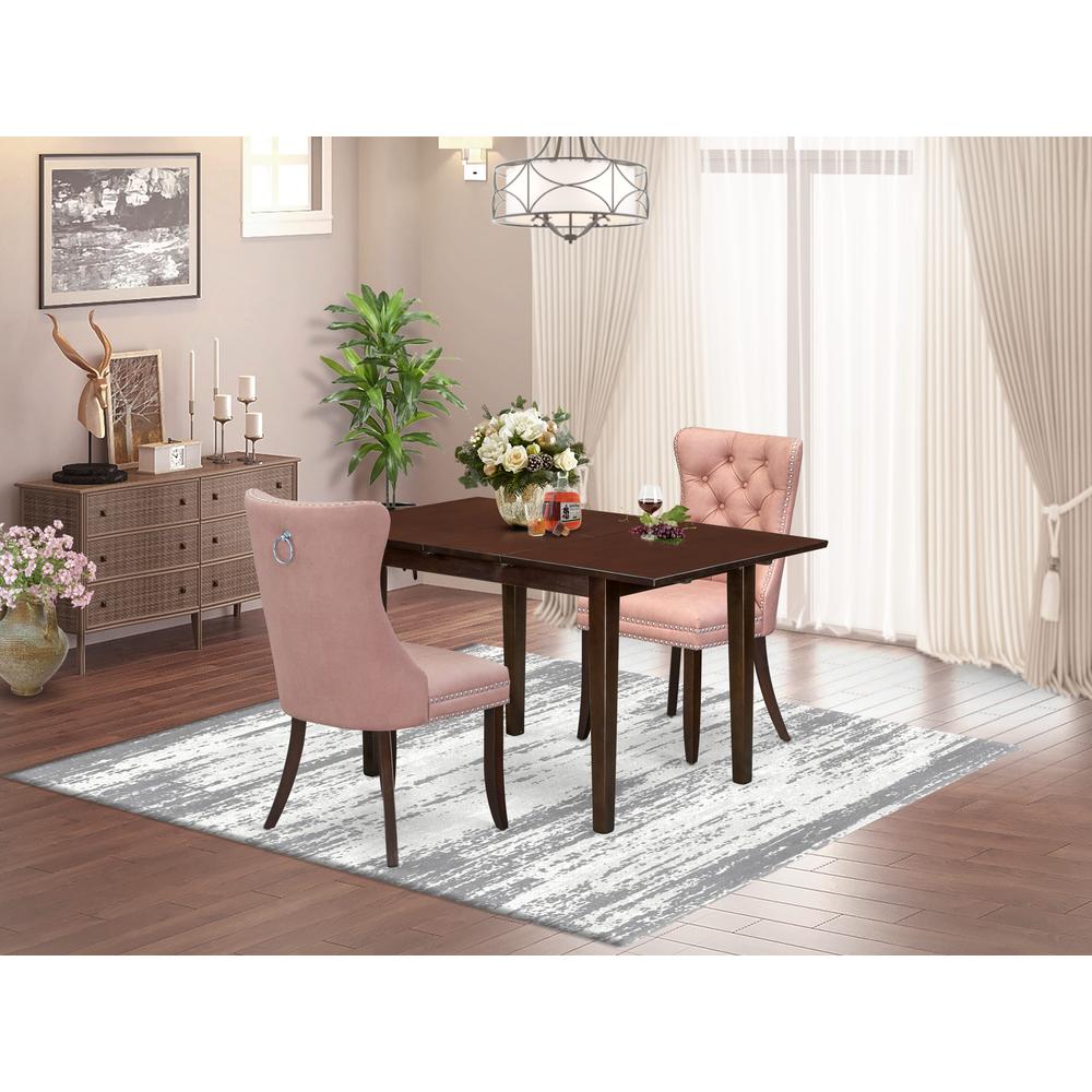 3 Piece Dining Set Consists of a Rectangle Kitchen Table with Butterfly Leaf. Picture 1
