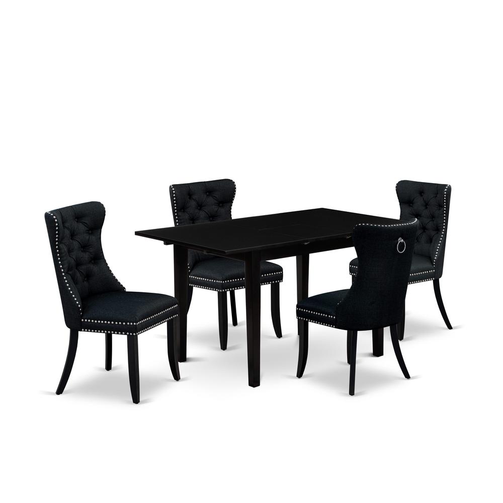 5 Piece Dining Table Set Contains a Rectangle Wooden Table with Butterfly Leaf. Picture 6