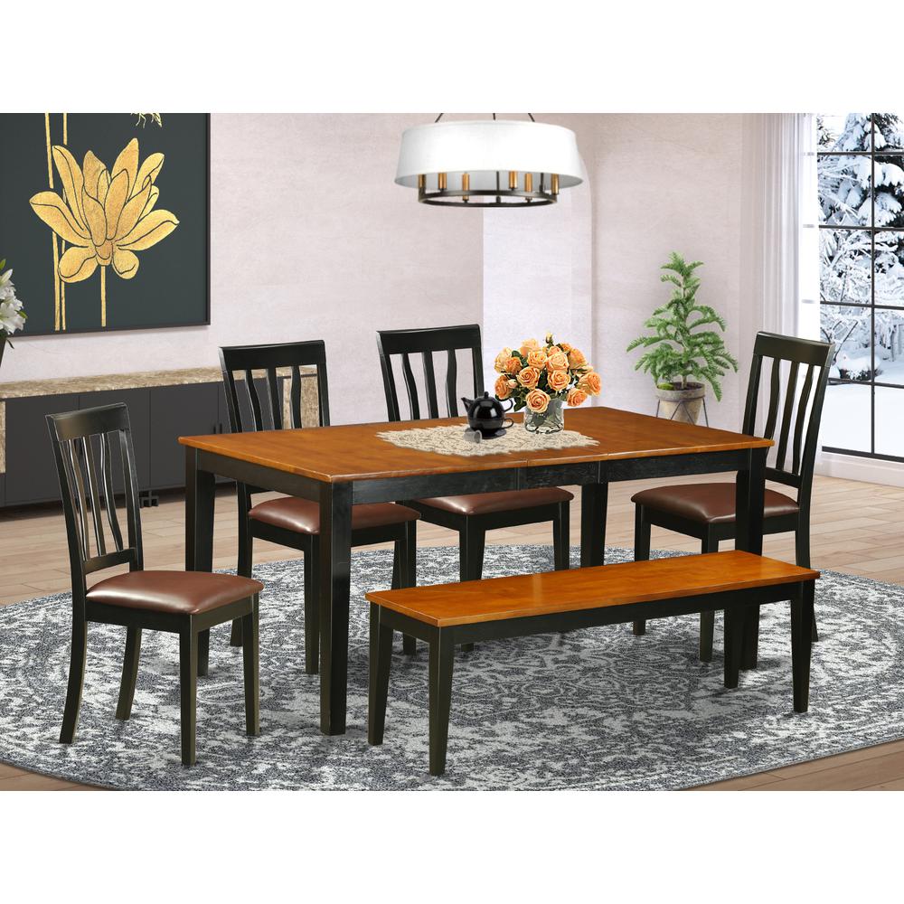 6  PC  Kitchen  Table  set-Dining  Table  and  4  Wood  Chairs  plus  a  bench. The main picture.