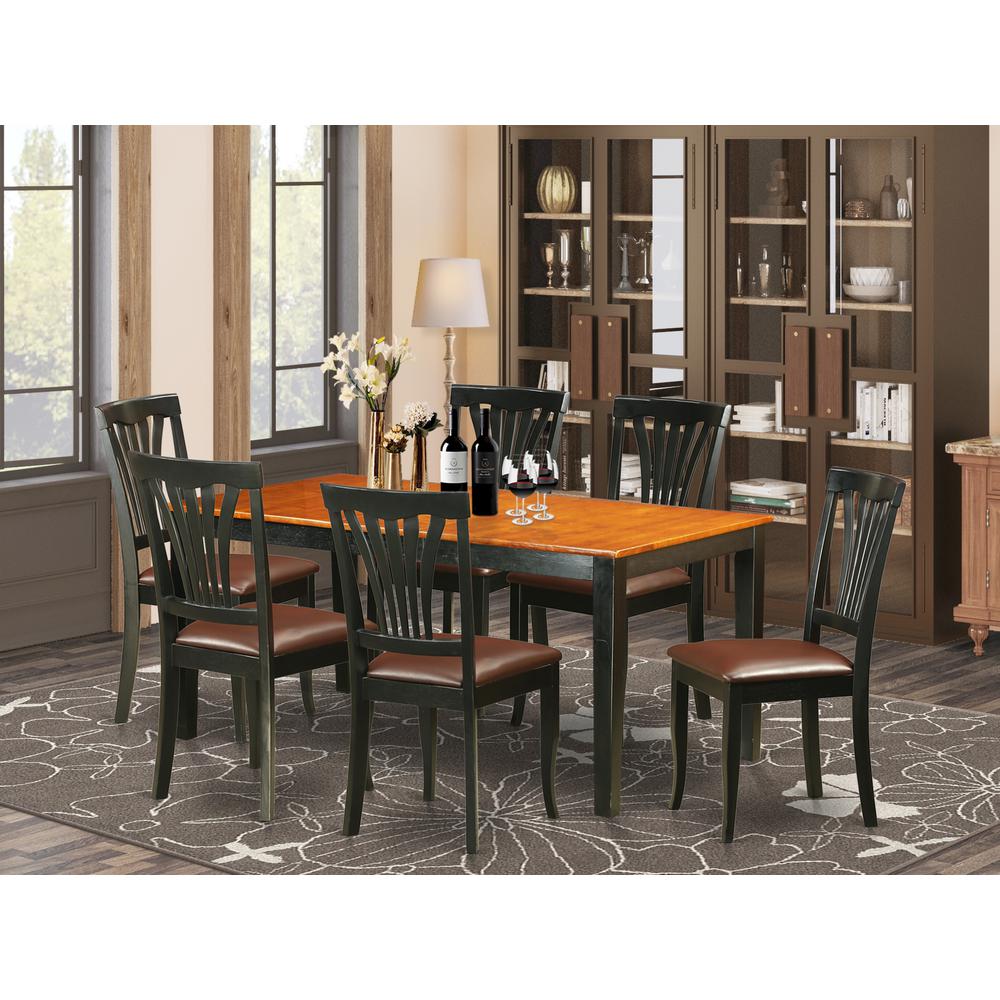 7  PC  Kitchen  Table  set-Dining  Table  and  6  Leather  Dining  Chairs. Picture 1