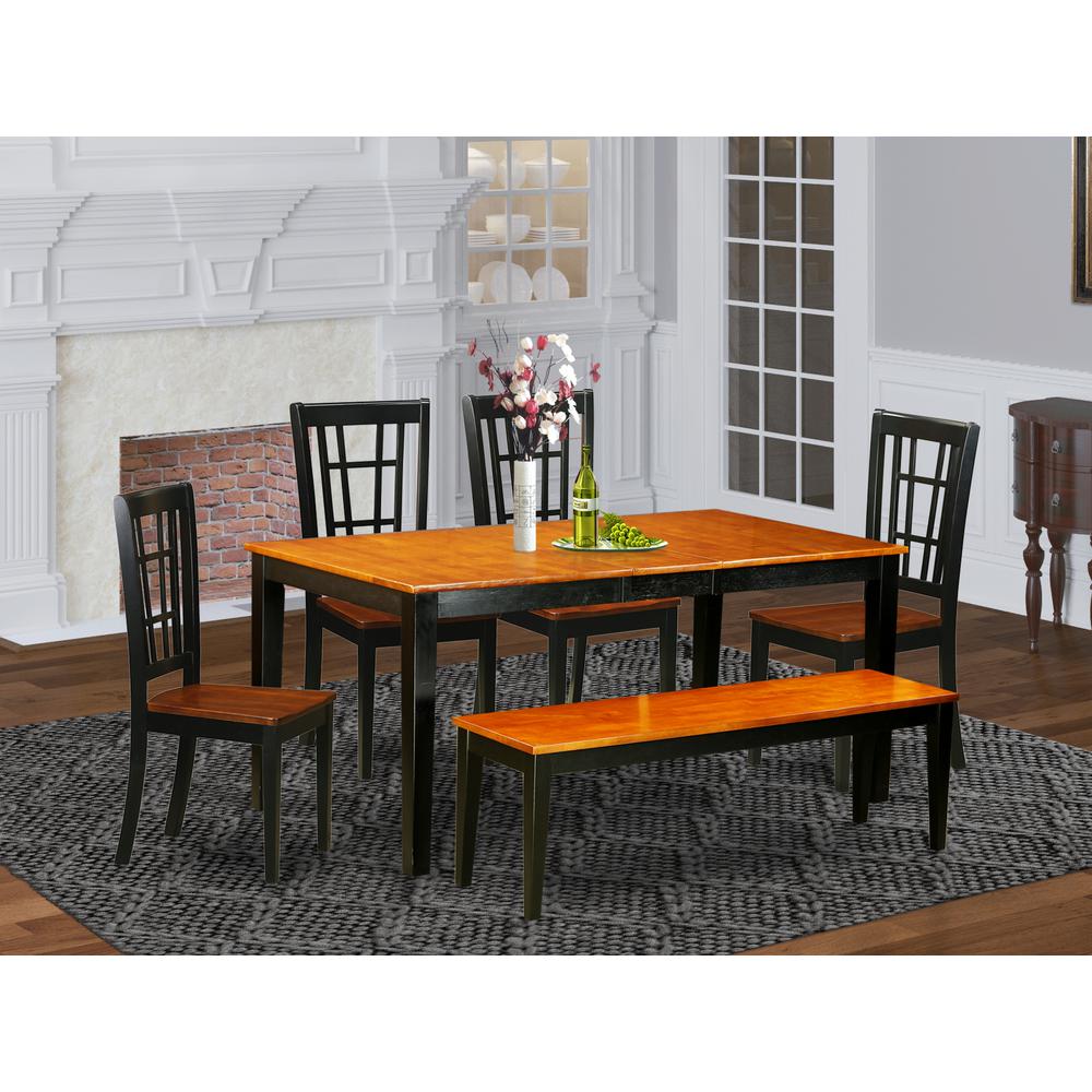 6-Pc  Dining  room  set  with  bench-Kitchen  Tables  and  4  Dining  Chairs  Plus  bench. Picture 1