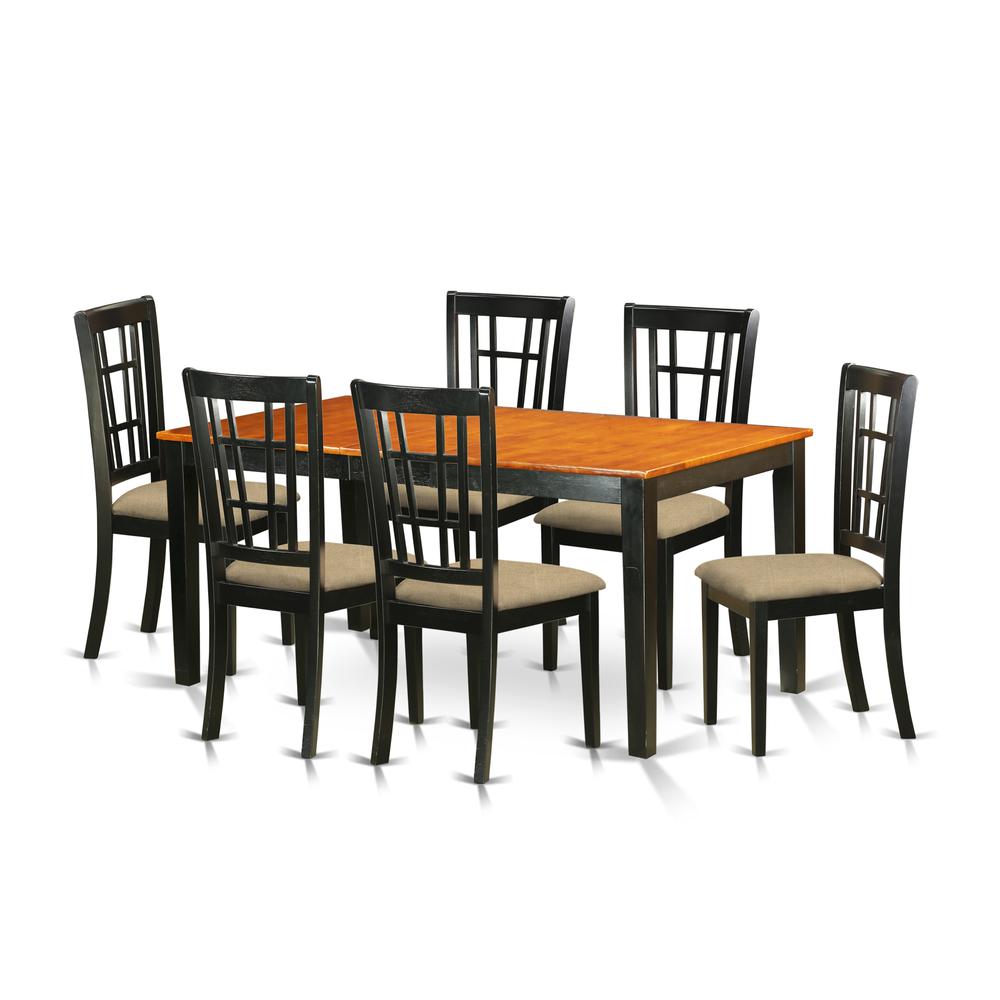 NICO7-BLK-C 7 Pc Dining room set-Kitchen Tables Plus 6 Kitchen Chairs. Picture 1