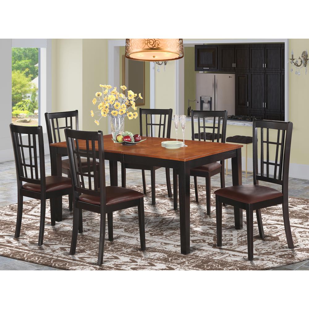 7  PC  Dining  room  set-Dining  Table  with  Leaf  and  6  Kitchen  Chairs. Picture 1