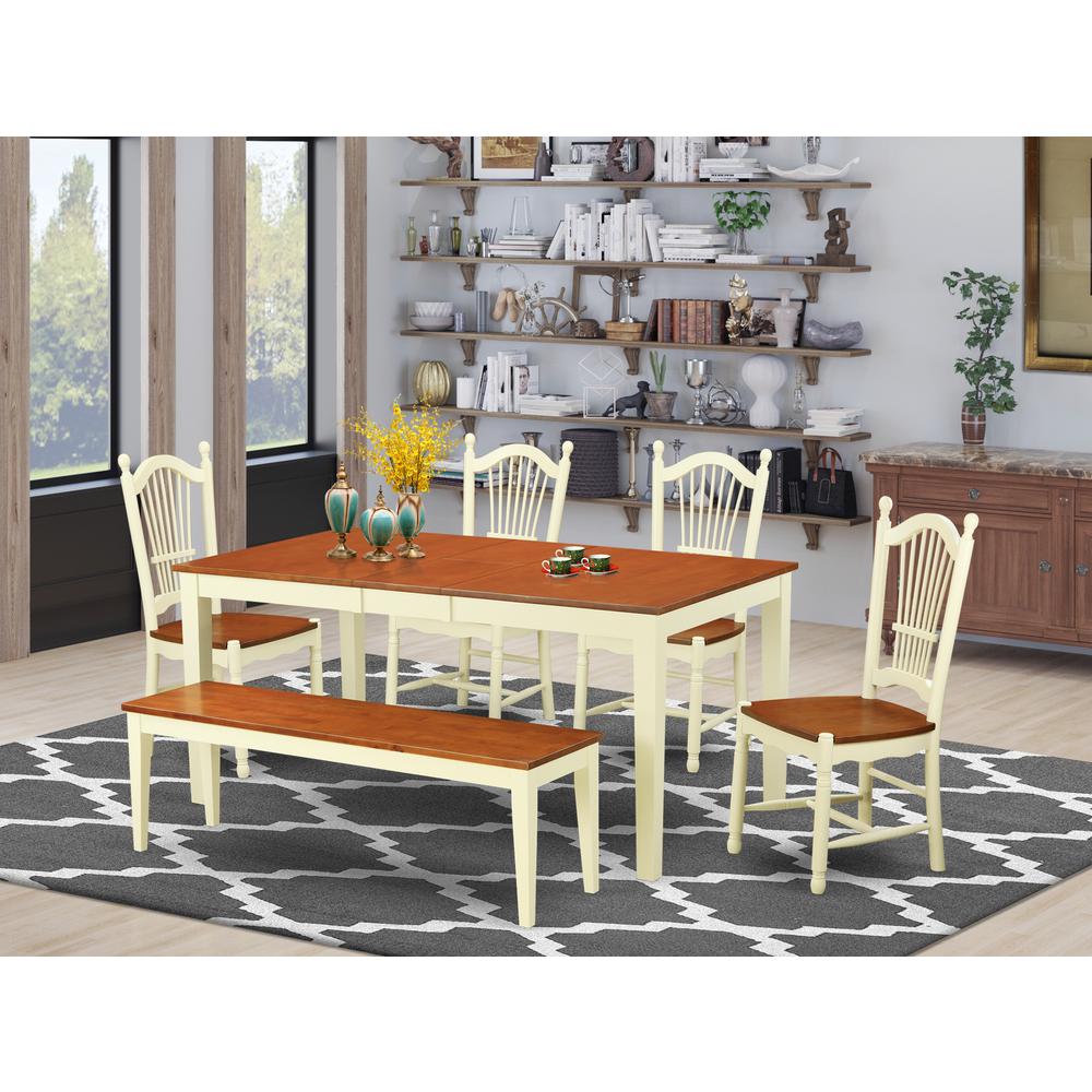 6  Pc  Kitchen  nook  Dining  set  -  Kitchen  dinette  Table  and  4  Dining  Chairsplus  Bench. Picture 1