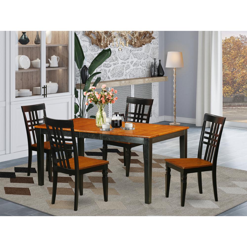 5  PC  Kitchen  Table  set  with  a  Nicoli  Table  and  4  Dining  Chairs  in  Black  and  Cherry. Picture 1