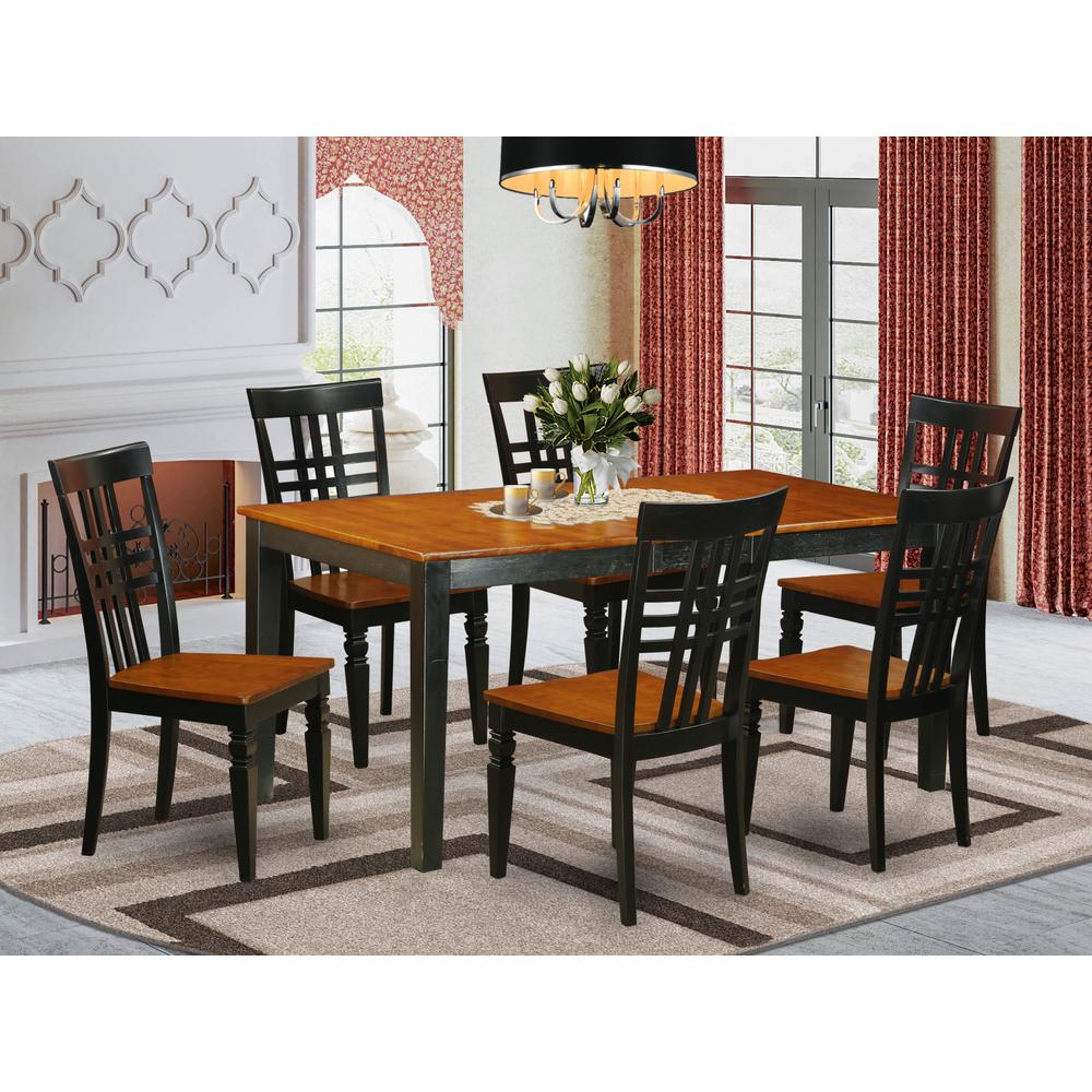 7  PC  Kitchen  Table  set  with  a  Nicoli  Table  and  6  Dining  Chairs  in  Black  and  Cherry. Picture 1