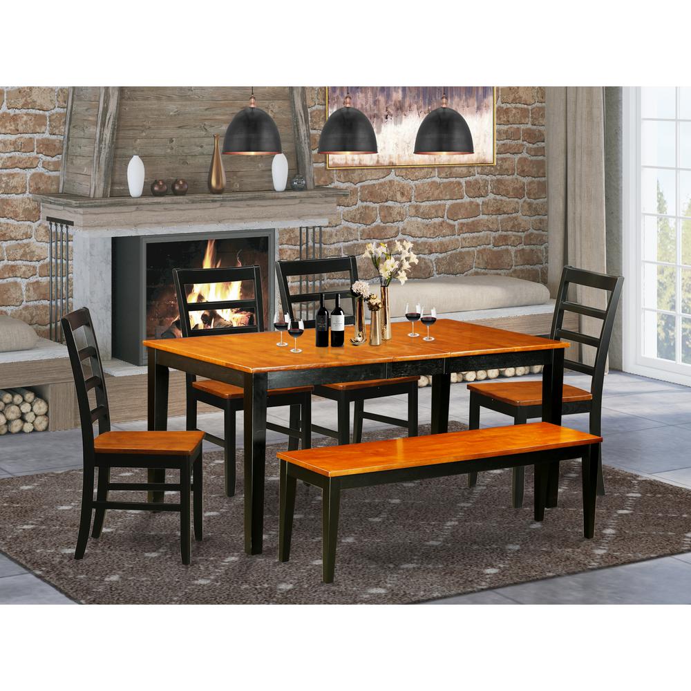 6  PC  Dining  room  set  with  bench-Kitchen  Tables  and  4  Wooden  Dining  Chairs  Plus  bench. Picture 1