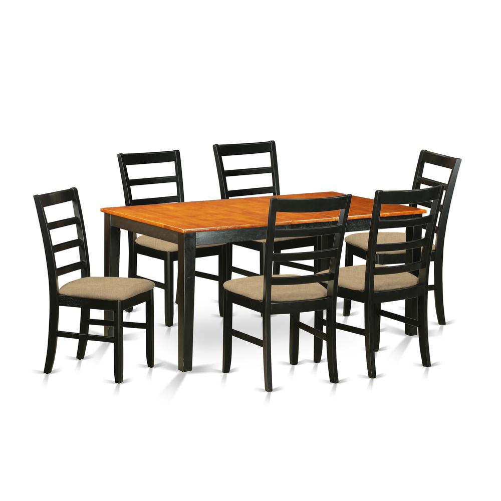 7  PC  Table  set-Dining  Table  and  6  Wood  Dining  Chairs. Picture 1