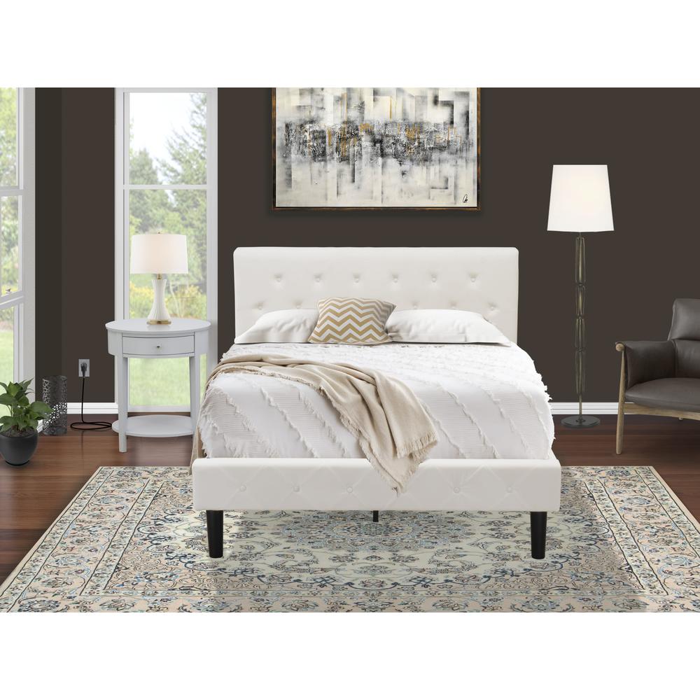 NL19F-1HI14 2 Piece Bedroom Set - 1 Bed White Velvet Fabric Headboard and 1 Small Night Stand - Urban Gray Finish Nightstand. The main picture.