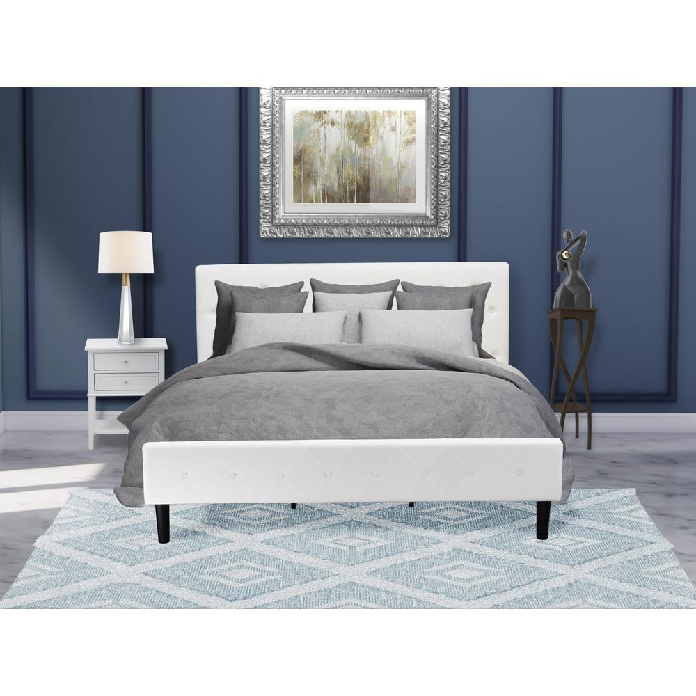 NL19K-1VL14 2 Pc King Bedroom Set - 1 King Bed White Velvet Fabric Headboard and 1 Nightstand - Urban Gray Finish Nightstand. Picture 1
