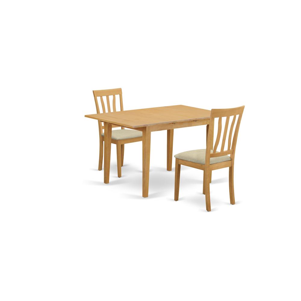 Noan3 Oak C 3 Pc Dining Room Set Small Dining Table And 2 Kitchen Chair