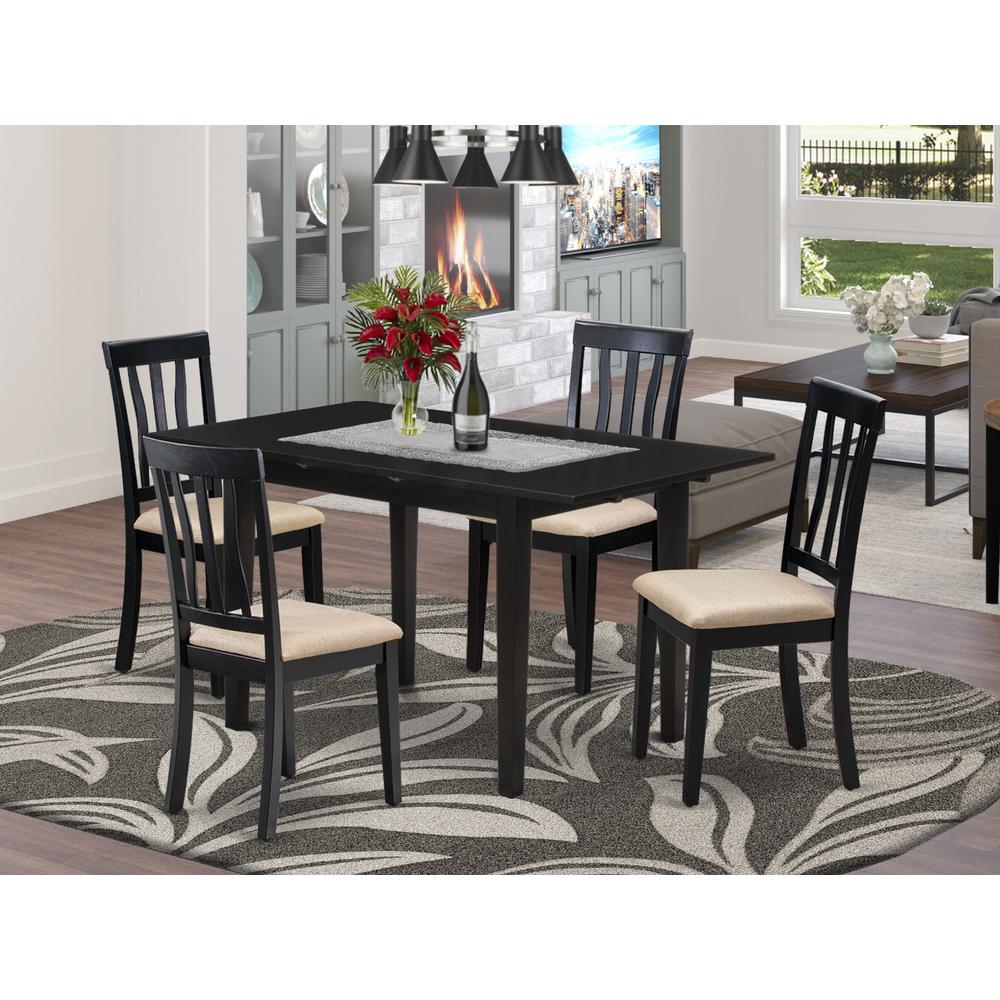 Dining Table- Dining Chairs, NOAN5-BLK-C. Picture 1