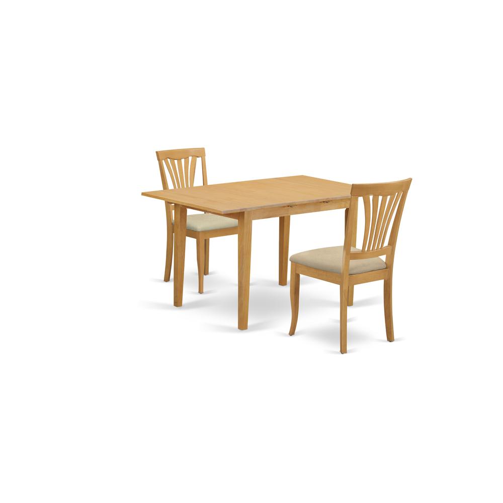 NOAV3-OAK-C 3 PcSmall Kitchen Table set - Kitchen Table and 2 Dining Chairs. Picture 1