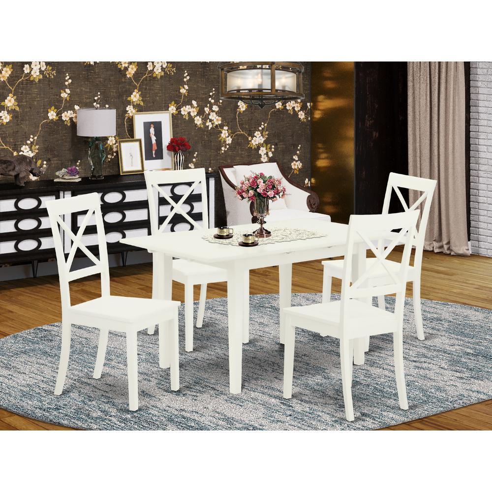 Dining Table- Dining Chairs, NOBO5-WHI-W. Picture 1