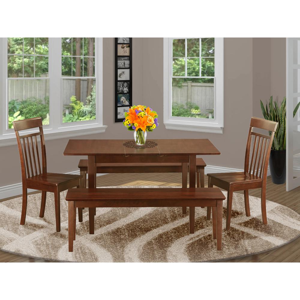 5  PC  Small  Kitchen  table  set  -  Table  with  Leaf  plus  2  Dining  Table  Chairs  and  2  Benches. Picture 1