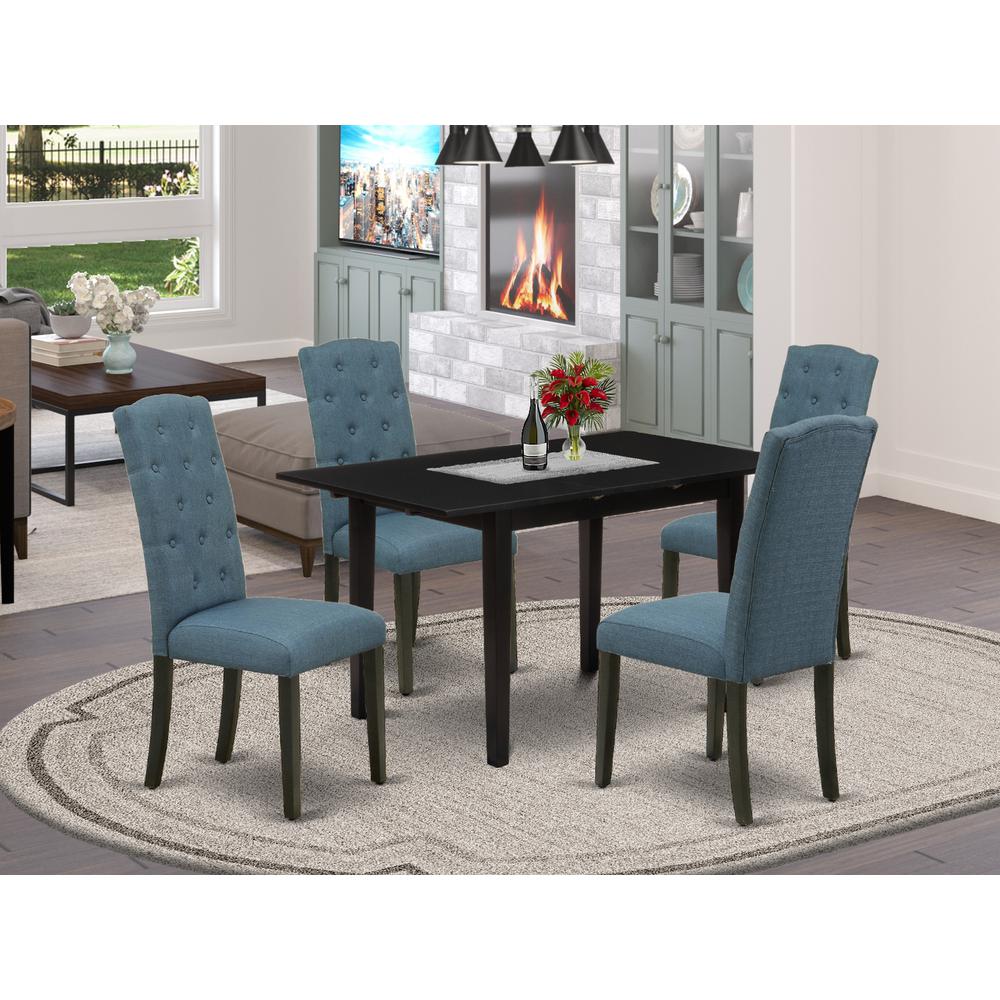 Dining Table- Dining Chairs, NOCE5-BLK-21. Picture 1