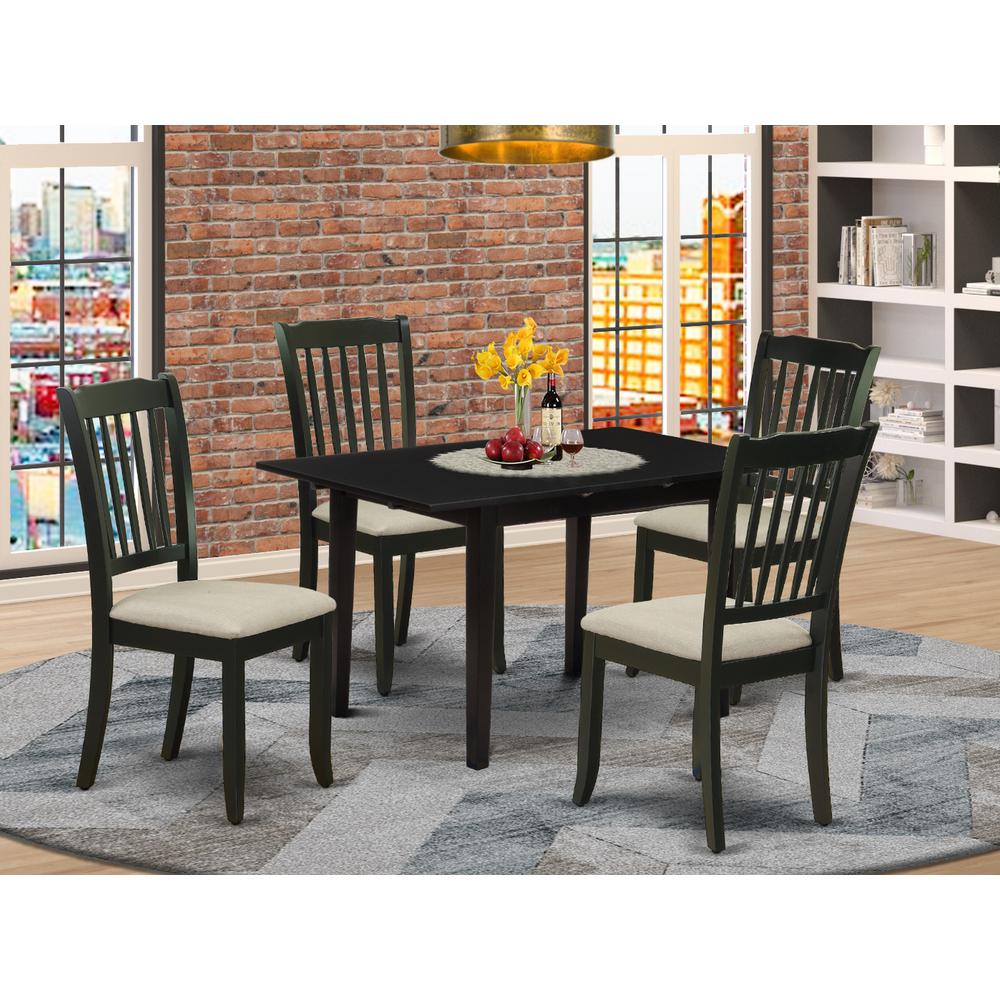 Dining Table- Dining Chairs, NODA5-BLK-C. Picture 1
