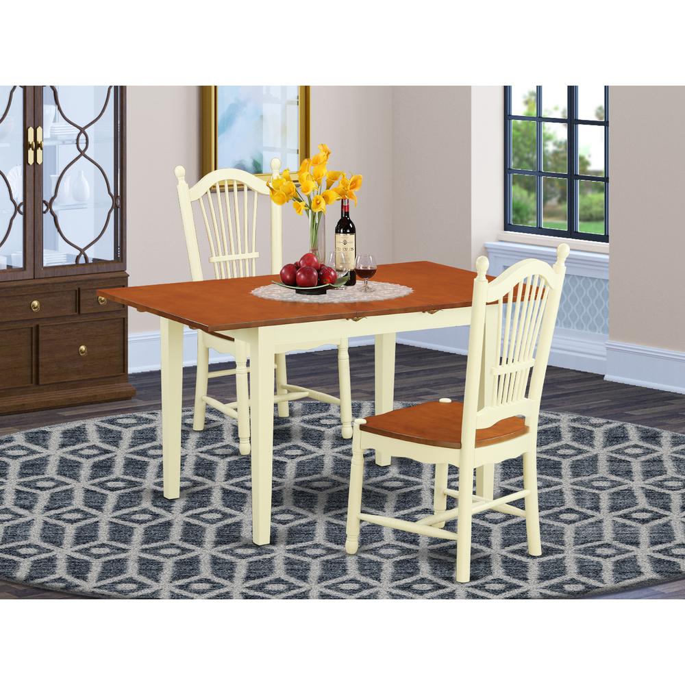 3 Piece Dining Table Set with 2 Chairs PC&ABS Wicker Kitchen Dinette Home Decor 