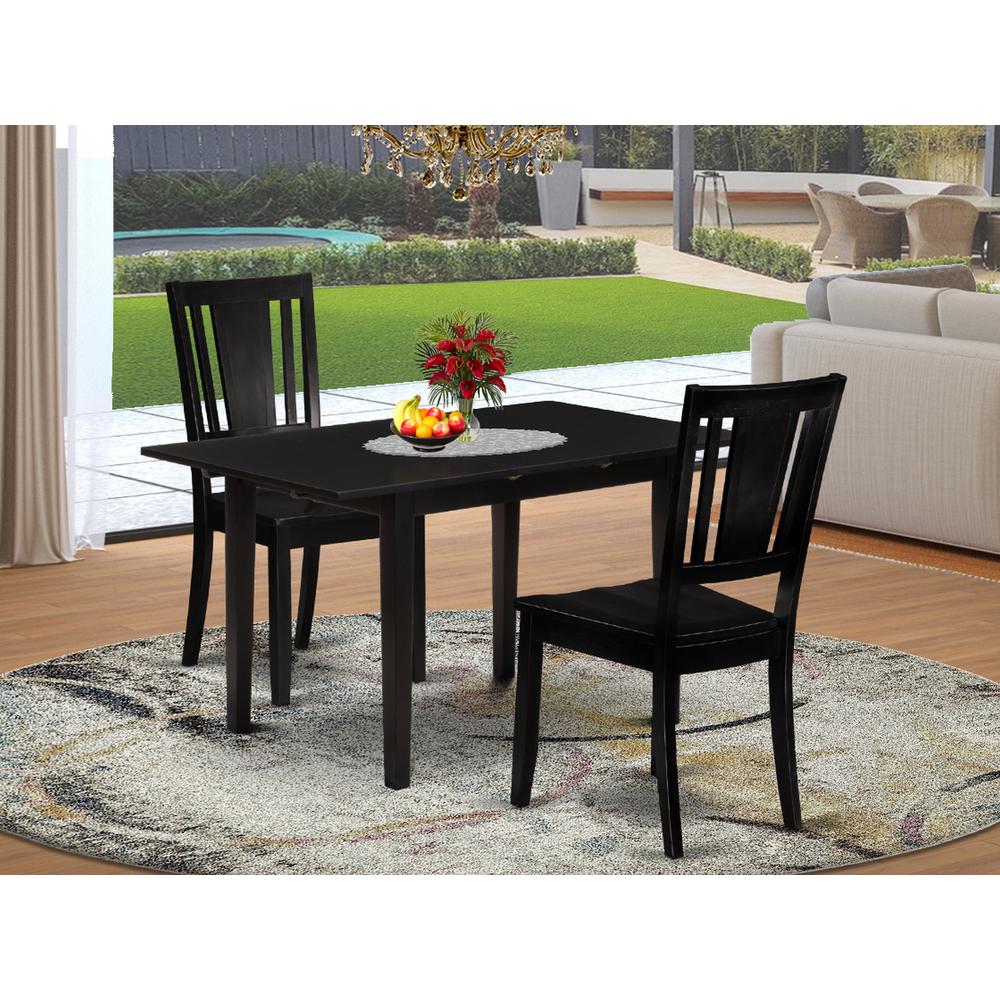 Dining Table- Dining Chairs, NODU3-BLK-W. Picture 1