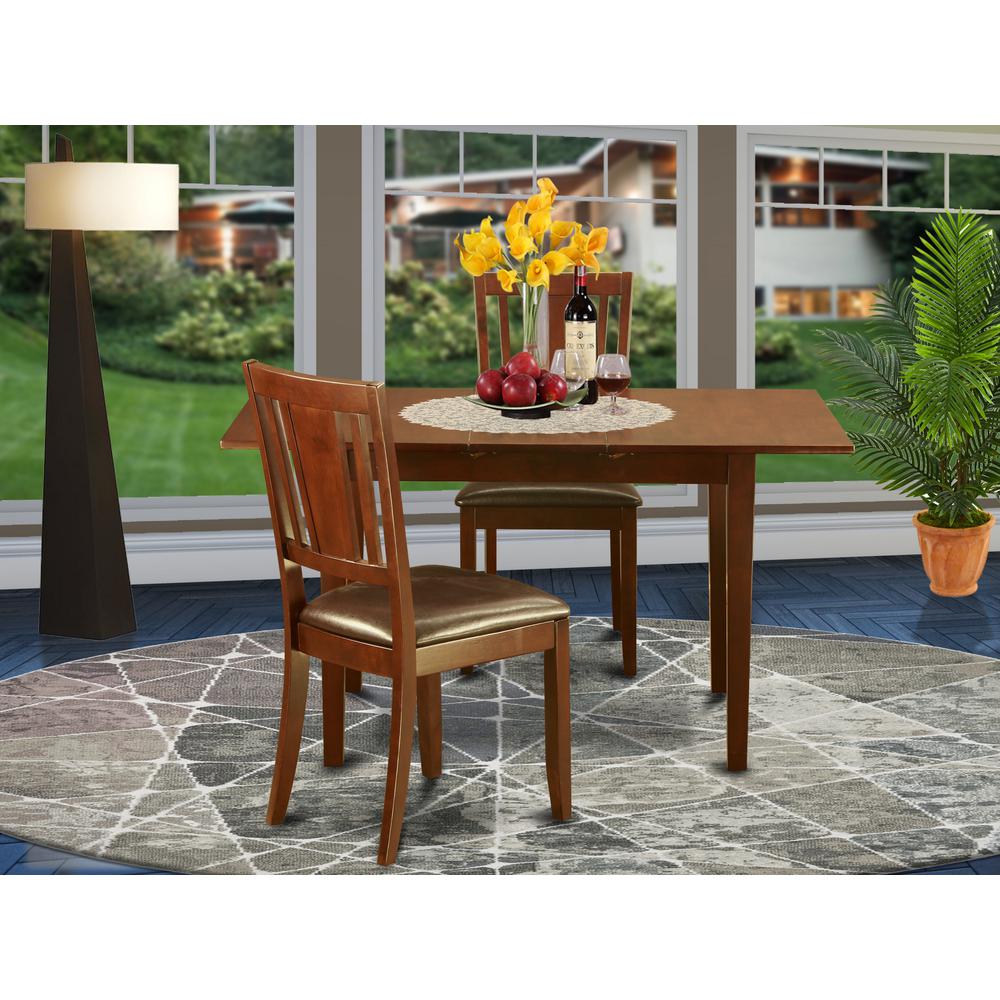 3  Pc  Small  Kitchen  nook  Dining  set  -  Table  with  Leaf  and  2  Dining  Chairs. Picture 4