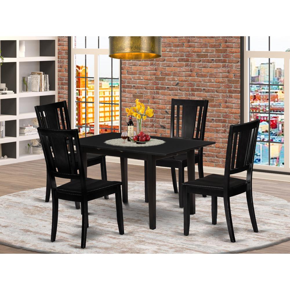 Dining Table- Dining Chairs, NODU5-BLK-W. Picture 1