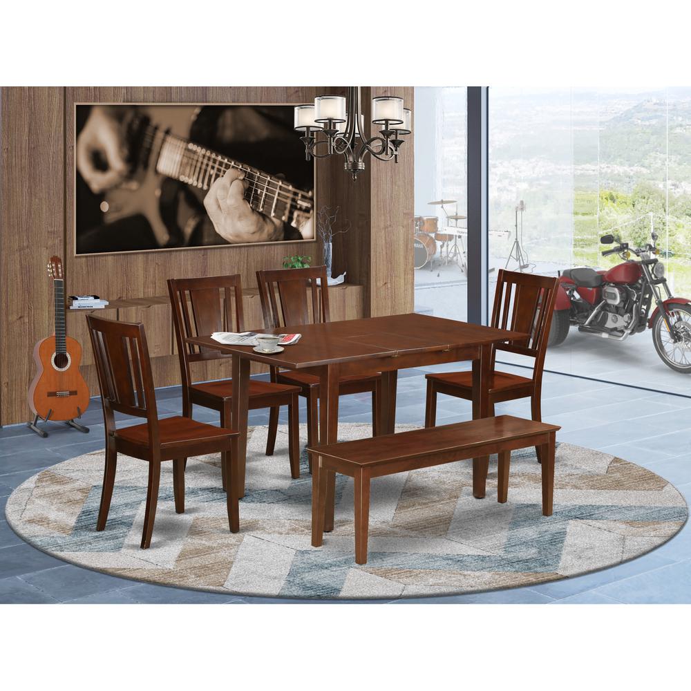 6  Pc  Small  Kitchen  nook  Dining  set  -Table  with  Leaf  and  4  Chairs  plus  Bench. Picture 1
