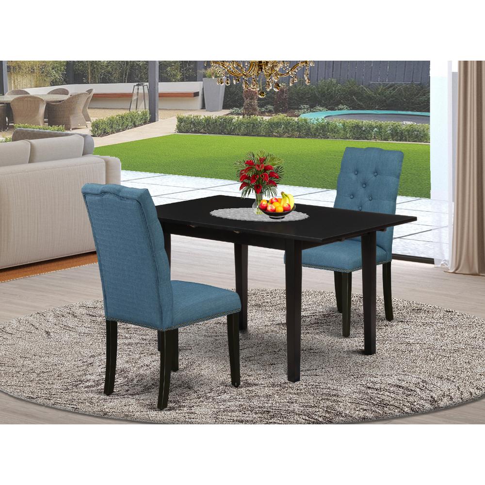 Dining Table- Parson Chairs, NOEL3-BLK-21. Picture 1