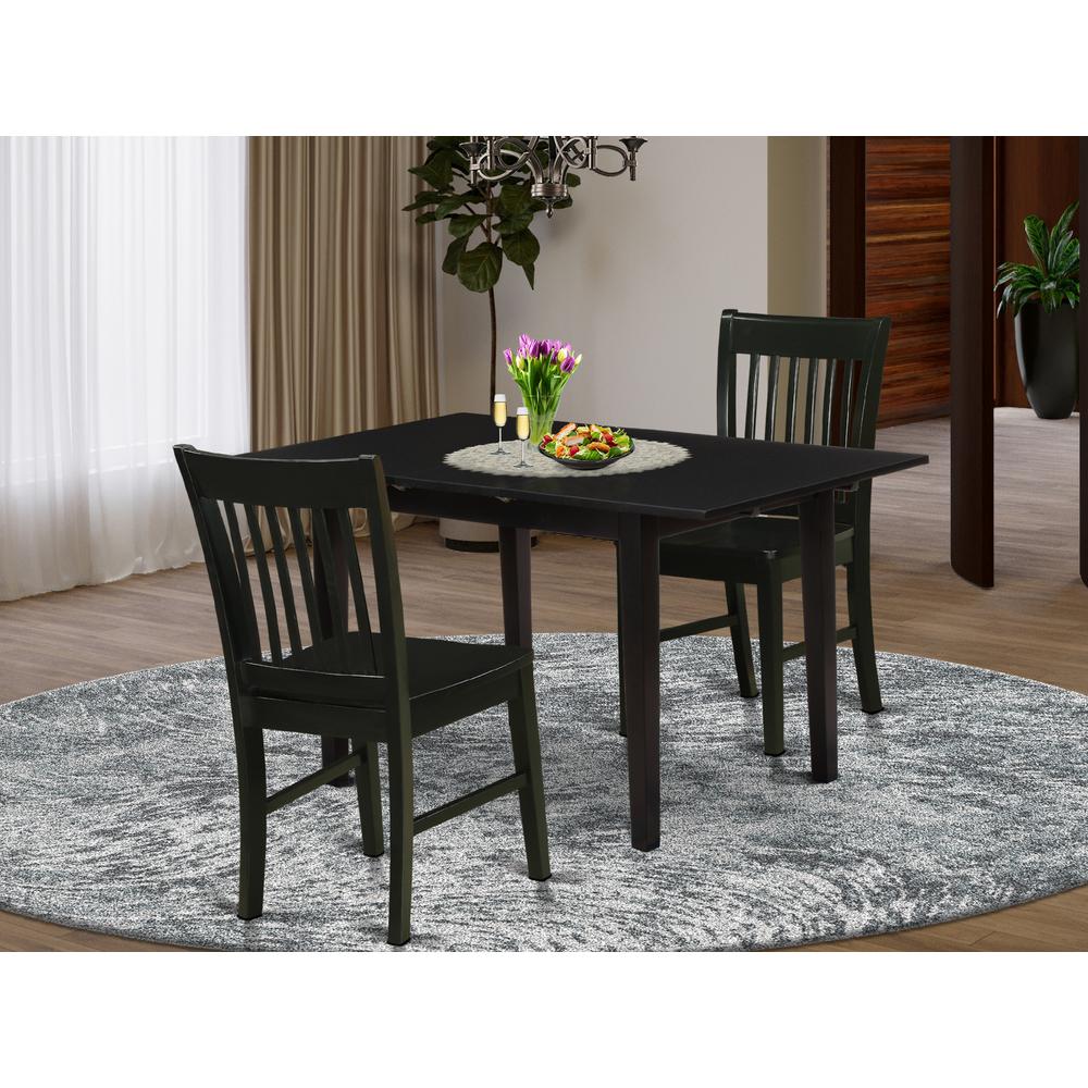 Dining Table- Dining Chairs, NOFK3-BLK-W. Picture 1