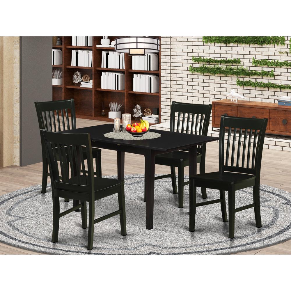 Dining Table- Dining Chairs, NOFK5-BLK-W. Picture 1