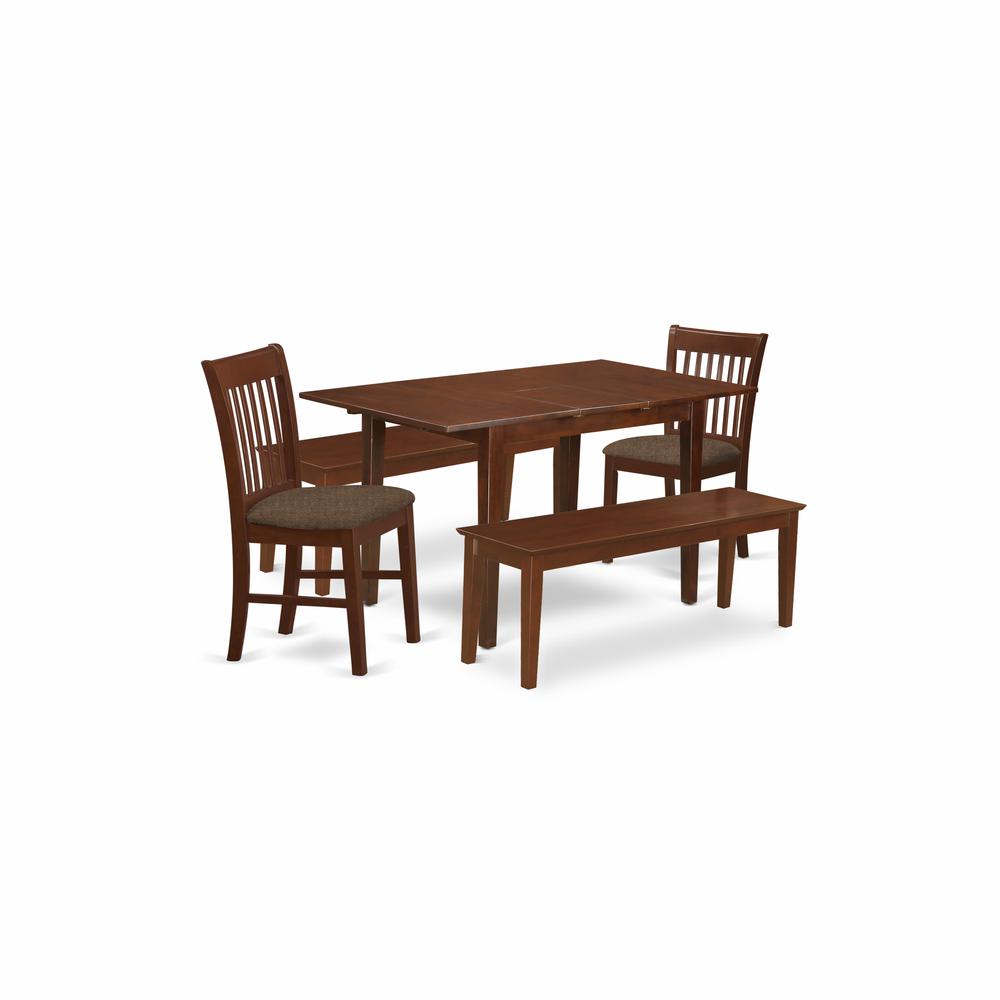 NOFK5C-MAH-C 5 pc Dining room set with bench - Table plus 2 Dining Chairs and 2 Benches. Picture 1