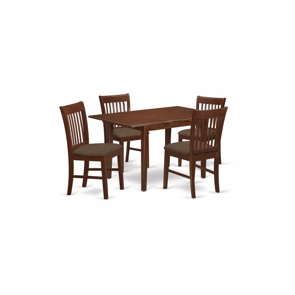 NOFK5-MAH-C 5 Pc Kitchen nook Dining set - Table with a 12in leaf and 4 Dining Chairs. Picture 1