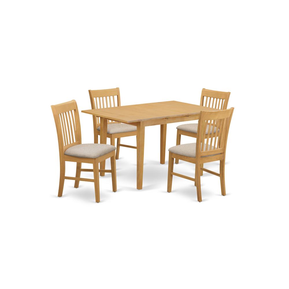 NOFK5-OAK-C 5 Pc dinette set for small spaces - Table and 4 Dining Table Chairs. Picture 1